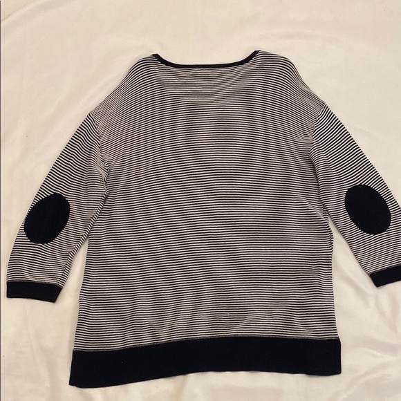 Talbots Striped Black and White Sweater with Elbow Patches XL - Picture 2 of 7